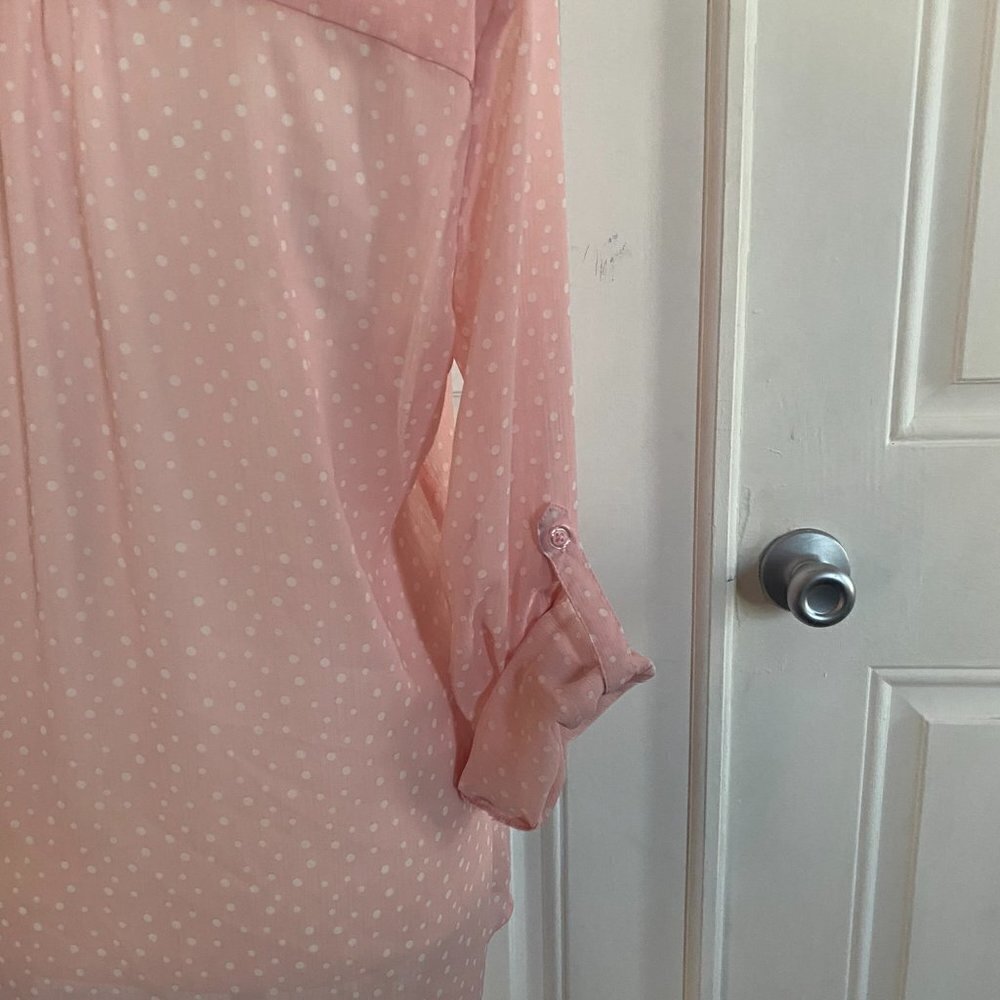 Kut from the Kloth Pink Pokadot Button Down Blouse - Picture 6 of 7